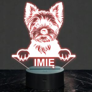 Lampka Nocna LED Yorkshire terrier Rasa Psa z Imieniem na Prezent v.1
