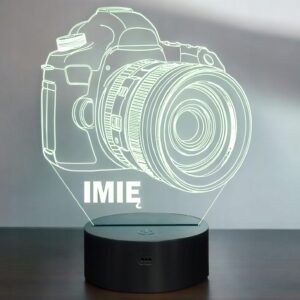 Lampka Nocna LED Aparat 3D Z Imieniem Prezent Foto