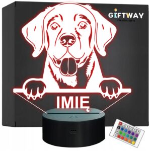 Lampka Nocna LED Labrador retriever Rasa Psa z Imieniem na Prezent v.2