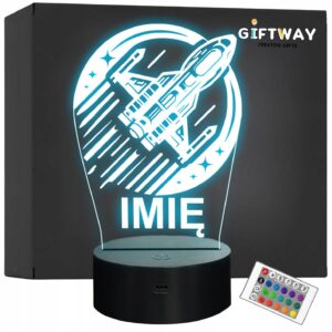 Lampka Nocna LED Imię Statek Kosmiczny na Prezent Grawer v.2