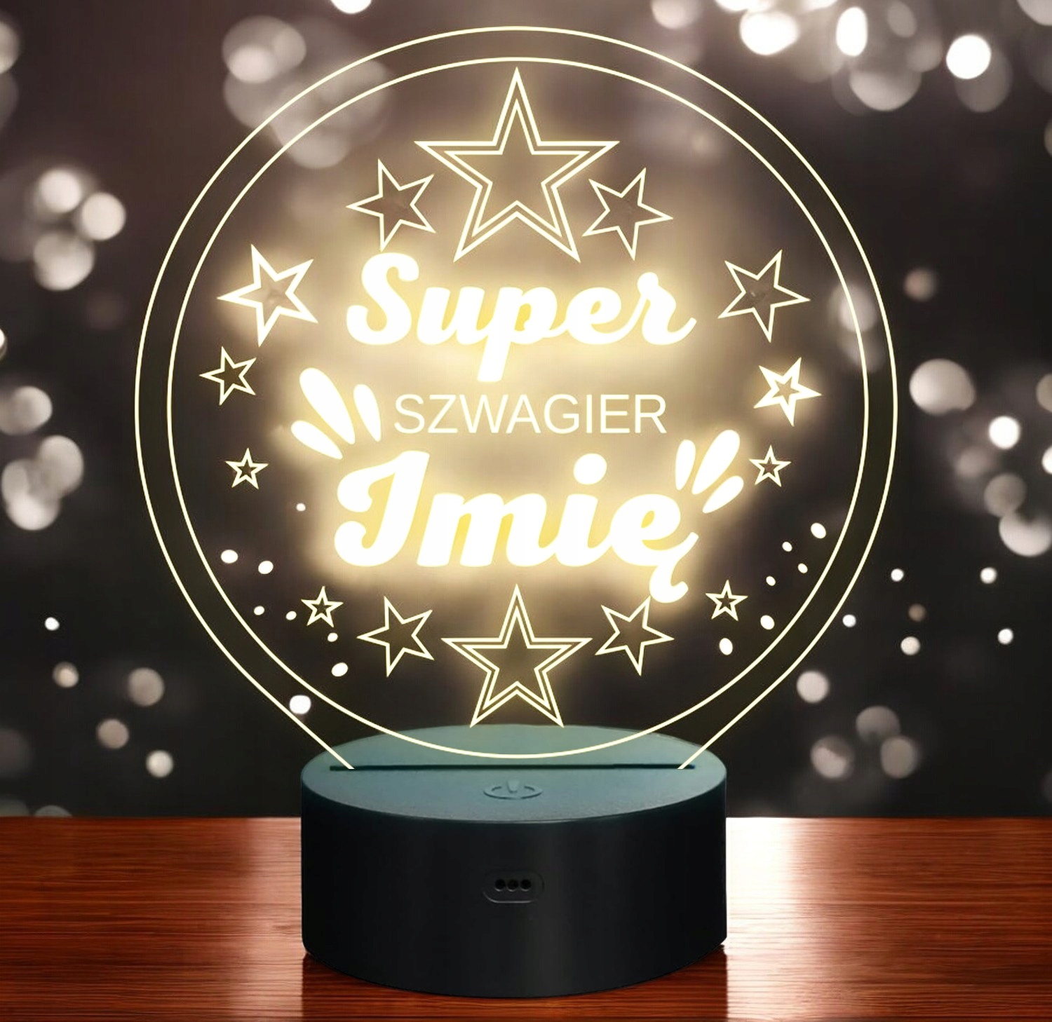 Lampka Nocna LED Statuetka Super Szwagier Rodzina na Prezent Grawer Lampka Nocna LED Statuetka Super Szwagier Rodzina na Prezent Grawer