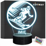 Lampka Nocna LED Statuetka Sporty Zimowe Narty Narciarz Prezent Grawer v.6