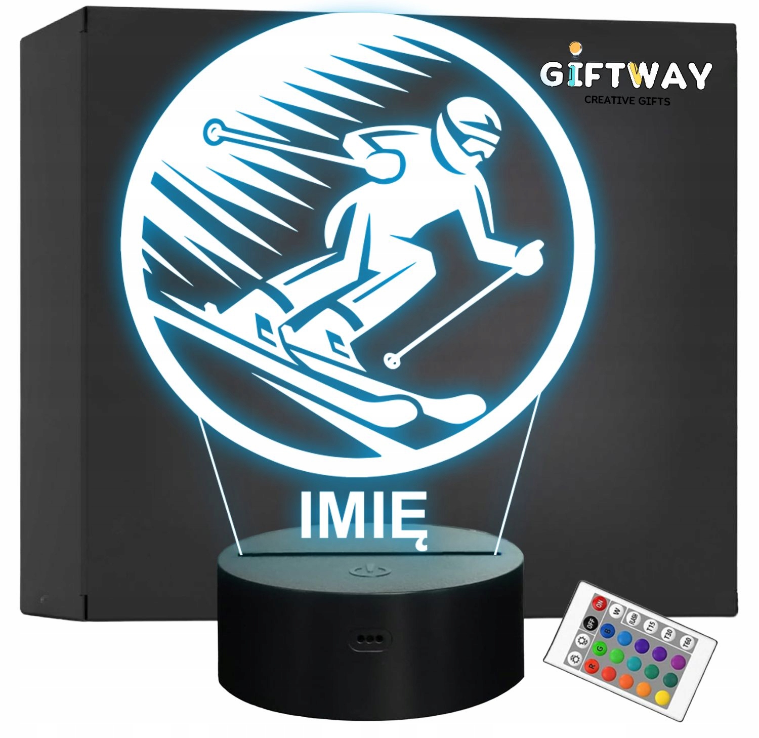 Lampka Nocna LED Statuetka Sporty Zimowe Narty Narciarz Prezent Grawer v.6 Lampka Nocna LED Statuetka Sporty Zimowe Narty Narciarz Prezent Grawer v.6