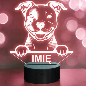 Lampka Nocna LED Pitbull Rasa Psa z Imieniem na Prezent v.2
