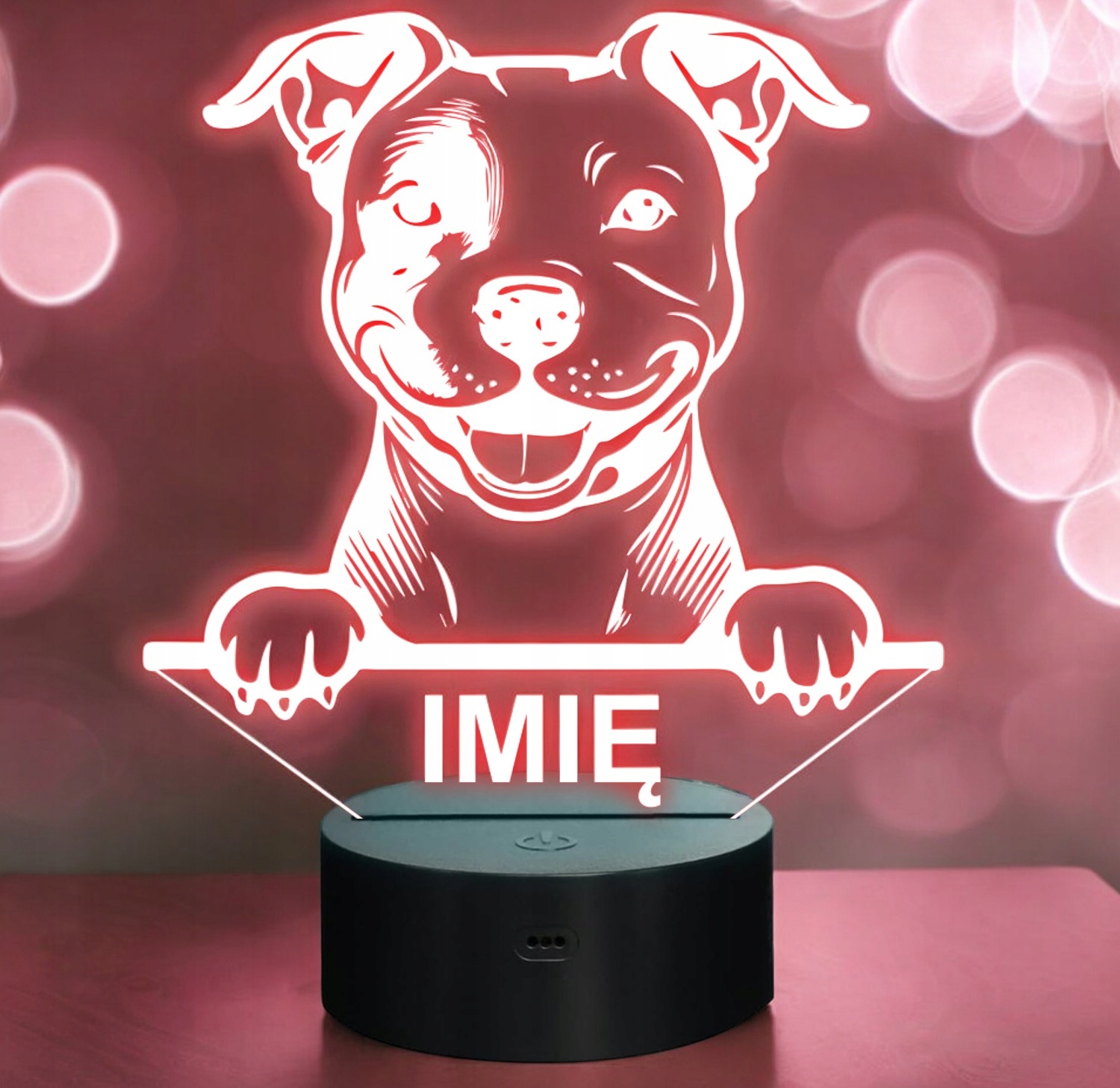 Lampka Nocna LED Pitbull Rasa Psa z Imieniem na Prezent v.2 Lampka Nocna LED Pitbull Rasa Psa z Imieniem na Prezent v.2