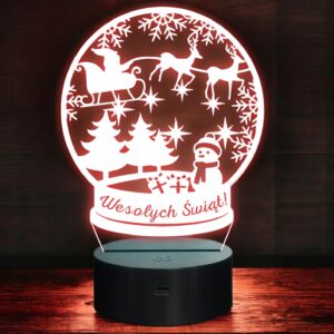 Lampka Nocna LED Boże Narodzenie Kula Święty Mikołaj na Prezent Grawer