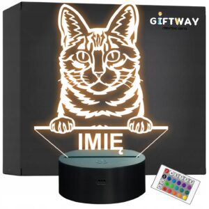 Lampka Nocna LED Dragon Li Rasa Kota z Imieniem na Prezent