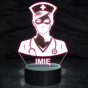 Lampka Nocna LED Statuetka Pielęgniarka Postać Zawód na Prezent Grawer v.4
