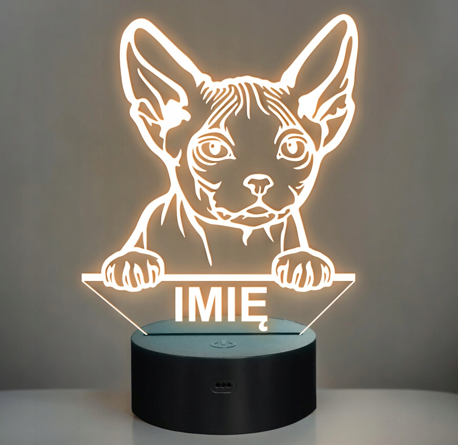 Lampka Nocna LED Minskin Rasa Kota z Imieniem na Prezent Lampka Nocna LED Minskin Rasa Kota z Imieniem na Prezent