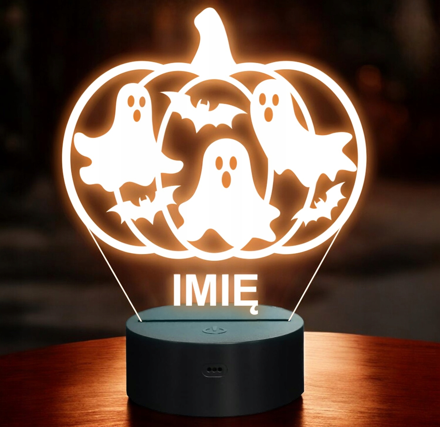 Lampka Nocna LED Imię Statuetka Halloween Dynia Duchy na Prezent Grawer Lampka Nocna LED Imię Statuetka Halloween Dynia Duchy na Prezent Grawer
