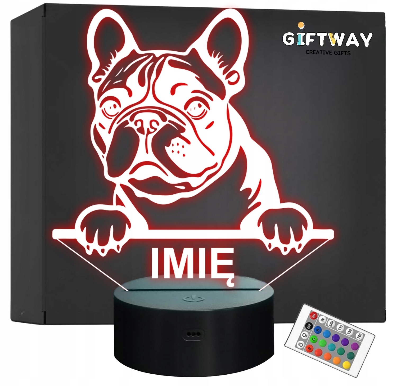 Lampka Nocna LED Buldog francuski Rasa Psa z Imieniem na Prezent v.1 Lampka Nocna LED Buldog francuski Rasa Psa z Imieniem na Prezent v.1