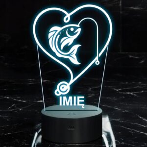 Lampka Nocna LED Statuetka Rybactwo Wędkowanie Aktywność Prezent Grawer