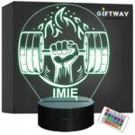 Lampka Nocna LED Imię Ręka Siłownia Sport Hantle na Prezent Grawer v.2