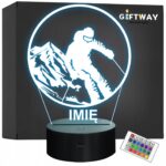 Lampka Nocna LED Statuetka Sporty Zimowe Narty Narciarstwo Prezent Grawer