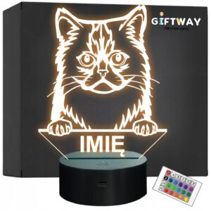 Lampka Nocna LED Asian Semi-longhair Rasa Kota z Imieniem na Prezent