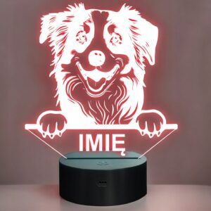 Lampka Nocna LED Miniaturowy owczarek amerykański Psa z Imieniem Prezent
