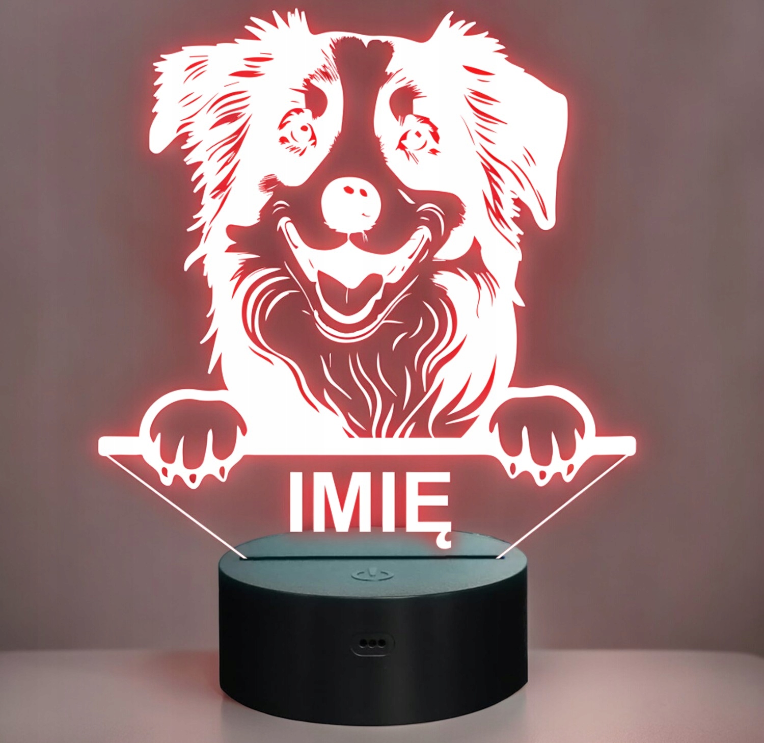 Lampka Nocna LED Miniaturowy owczarek amerykański Psa z Imieniem Prezent Lampka Nocna LED Miniaturowy owczarek amerykański Psa z Imieniem Prezent