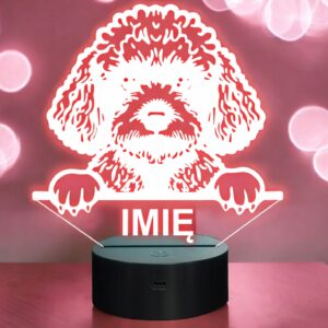 Lampka Nocna LED Pudel Rasa Psa z Imieniem na Prezent v.2