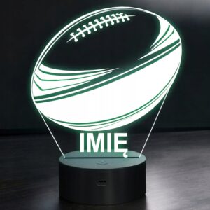 Lampka Nocna LED Z Imieniem Piłka Rugby Sport na Prezent z Grawerem v.1