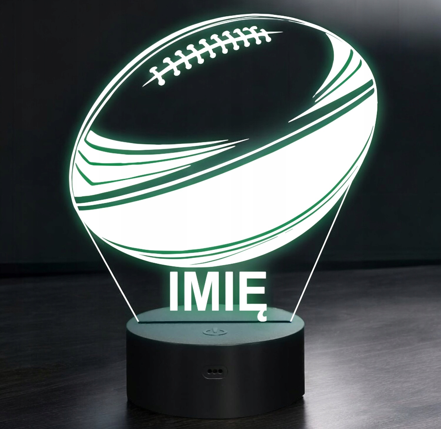 Lampka Nocna LED Z Imieniem Piłka Rugby Sport na Prezent z Grawerem v.1 Lampka Nocna LED Z Imieniem Piłka Rugby Sport na Prezent z Grawerem v.1