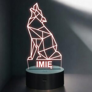Lampka Nocna LED 3D Z Imieniem Grawer Wilk Wolf na Prezent