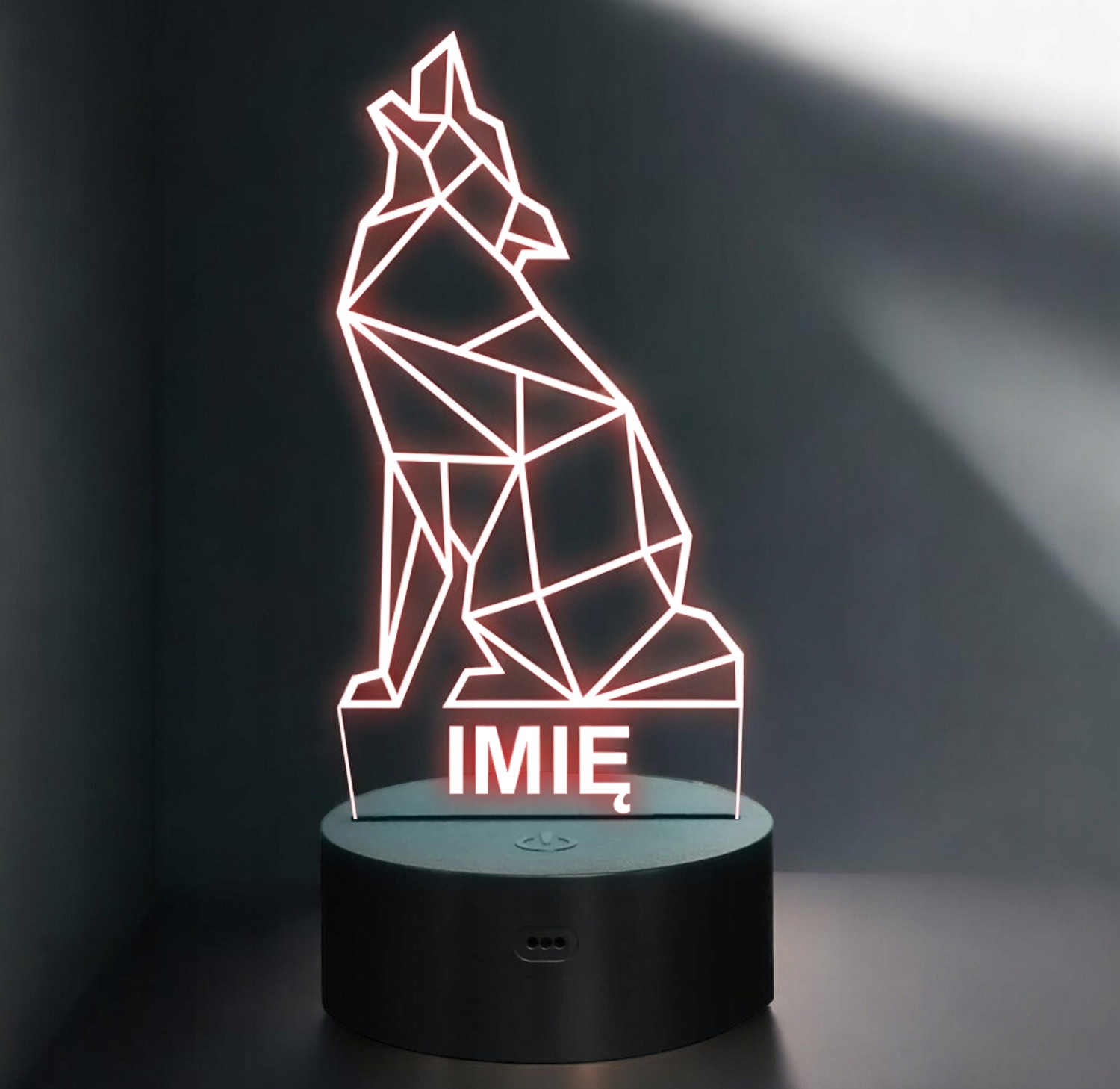 Lampka Nocna LED 3D Z Imieniem Grawer Wilk Wolf na Prezent Lampka Nocna LED 3D Z Imieniem Grawer Wilk Wolf na Prezent