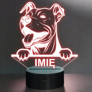 Lampka Nocna LED Dog argentyński Rasa Psa z Imieniem na Prezent