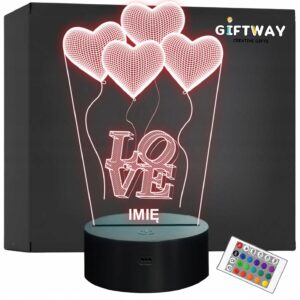 Lampka Nocna LED LOVE Serca Balony Prezent Miłosny na Walentynki
