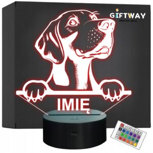 Lampka Nocna LED Weimaraner Rasa Psa z Imieniem na Prezent