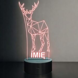Lampka Nocna LED 3D Z Imieniem Grawer Jeleń na Prezent