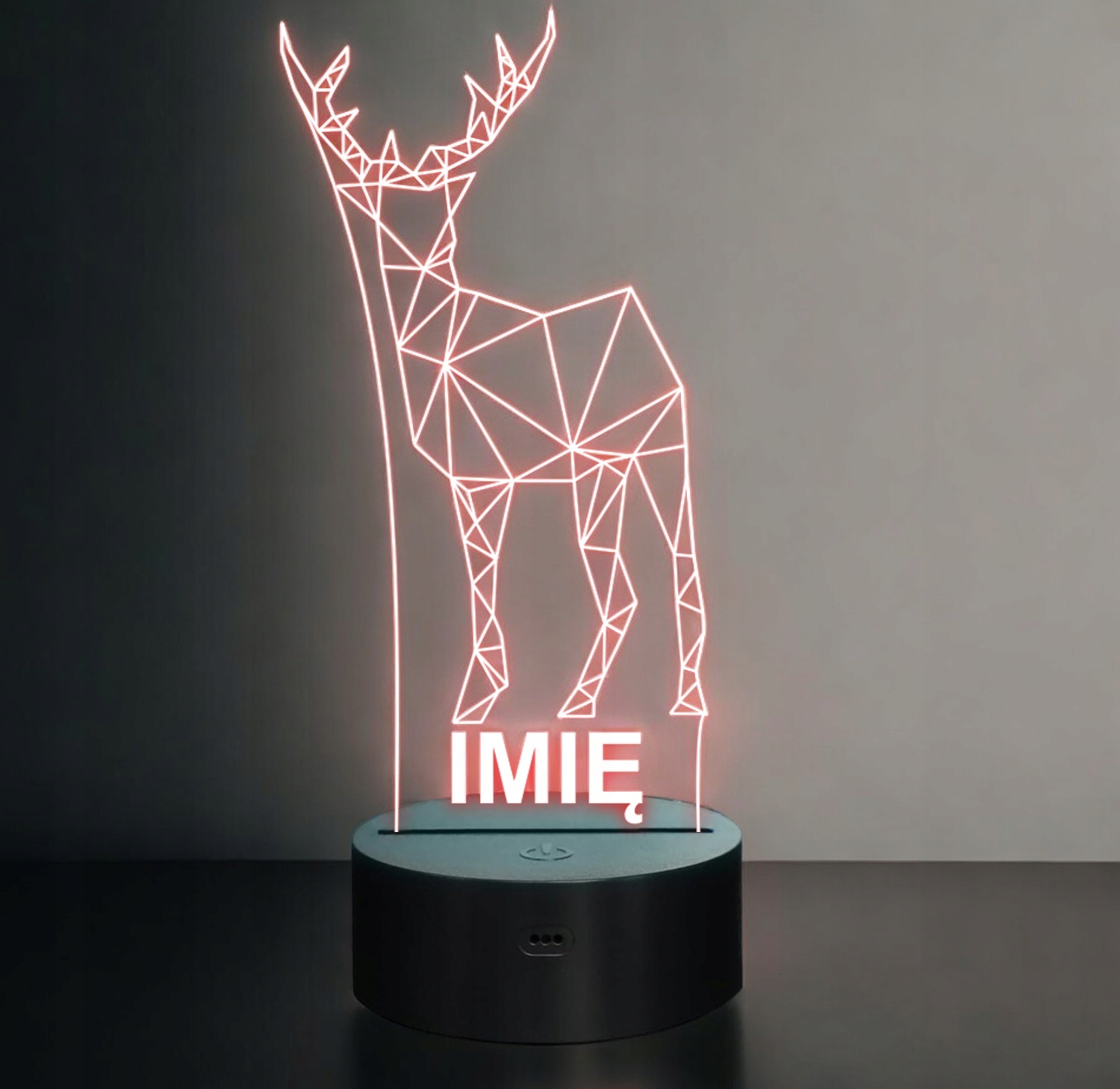 Lampka Nocna LED 3D Z Imieniem Grawer Jeleń na Prezent Lampka Nocna LED 3D Z Imieniem Grawer Jeleń na Prezent