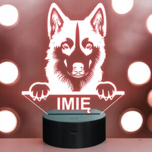 Lampka Nocna LED Husky Rasa Psa z Imieniem na Prezent v.1