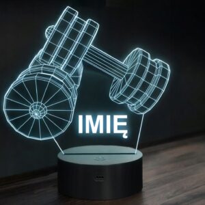 Lampka Nocna LED 3D Z Imieniem Grawer Sztangielki Hantle Na Prezent
