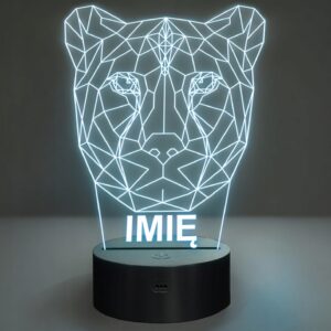 Lampka Nocna LED 3D Z Imieniem Grawer Lampart Gepard Kot na Prezent
