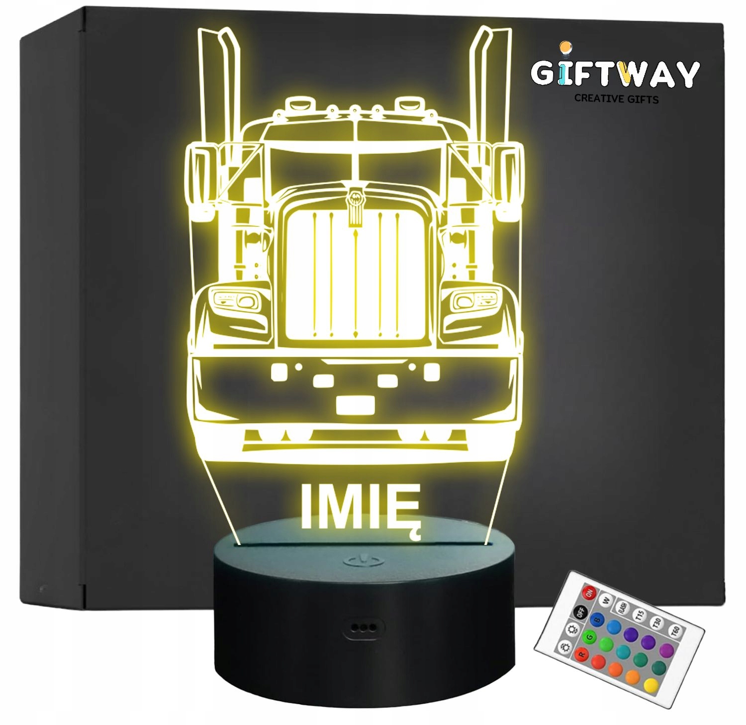 Lampka Nocna LED Imię Statuetka Ciężarówka Tir na Prezent Grawer v.5 Lampka Nocna LED Imię Statuetka Ciężarówka Tir na Prezent Grawer v.5