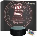 Lampka Nocna LED Prezent na 60 Urodziny Pamiątka Statuetka z Grawerem