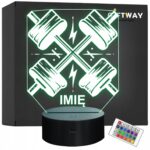 Lampka Nocna LED Imię Statuetka Hantle Siłownia na Prezent Grawer