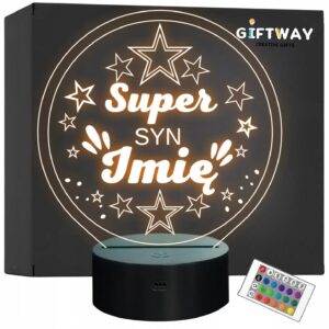 Lampka Nocna LED Statuetka Super Syn Rodzina na Prezent Grawer