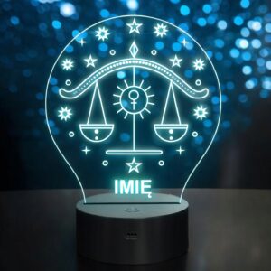 Lampka Nocna Waga LED Znak Zodiaku Horoskop z Imieniem Prezent Grawer
