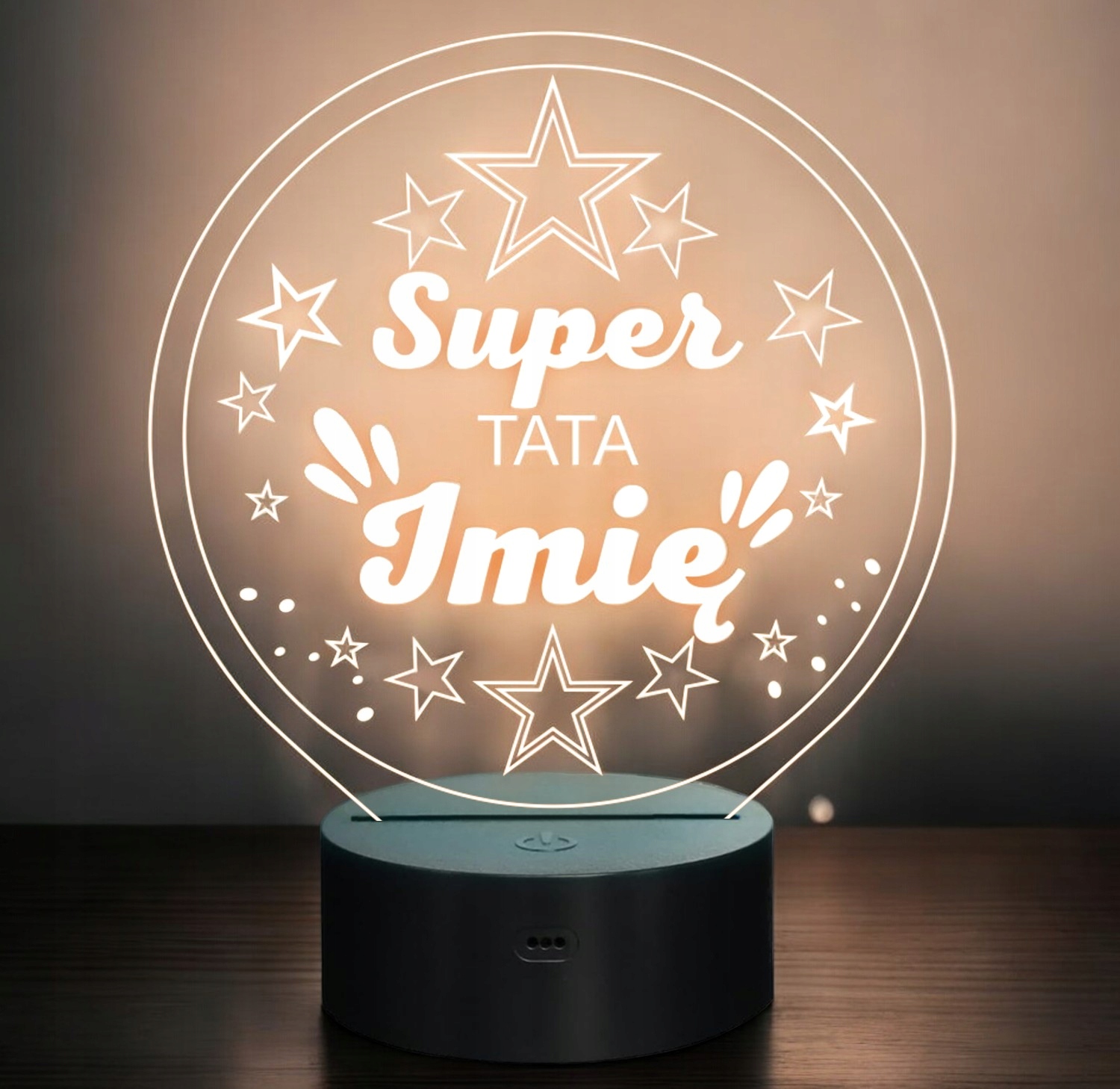 Lampka Nocna LED Statuetka Super Tata Rodzina na Prezent Grawer Lampka Nocna LED Statuetka Super Tata Rodzina na Prezent Grawer