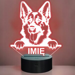 Lampka Nocna LED Owczarek niemiecki Rasa Psa z Imieniem na Prezent v.2