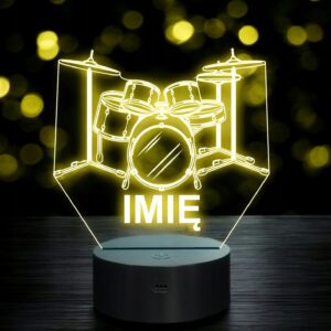 Lampka Nocna LED Imię Statuetka Perkusja na Prezent Grawer