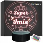 Lampka Nocna LED Statuetka Super Świadkowa Ślub Wesele na Prezent Grawer