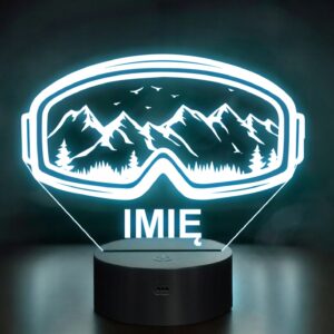 Lampka Nocna LED Statuetka Okulary Sporty Zimowe na Prezent Grawer v.1