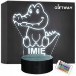 Lampka Nocna LED Z Imieniem Słodki Krokodyl dla Dzieci na Prezent