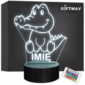 Lampka Nocna LED Z Imieniem Słodki Krokodyl dla Dzieci na Prezent