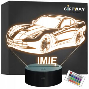 Lampka Nocna LED Imię Statuetka Samochód Auto Sportowe Prezent Grawer v.3