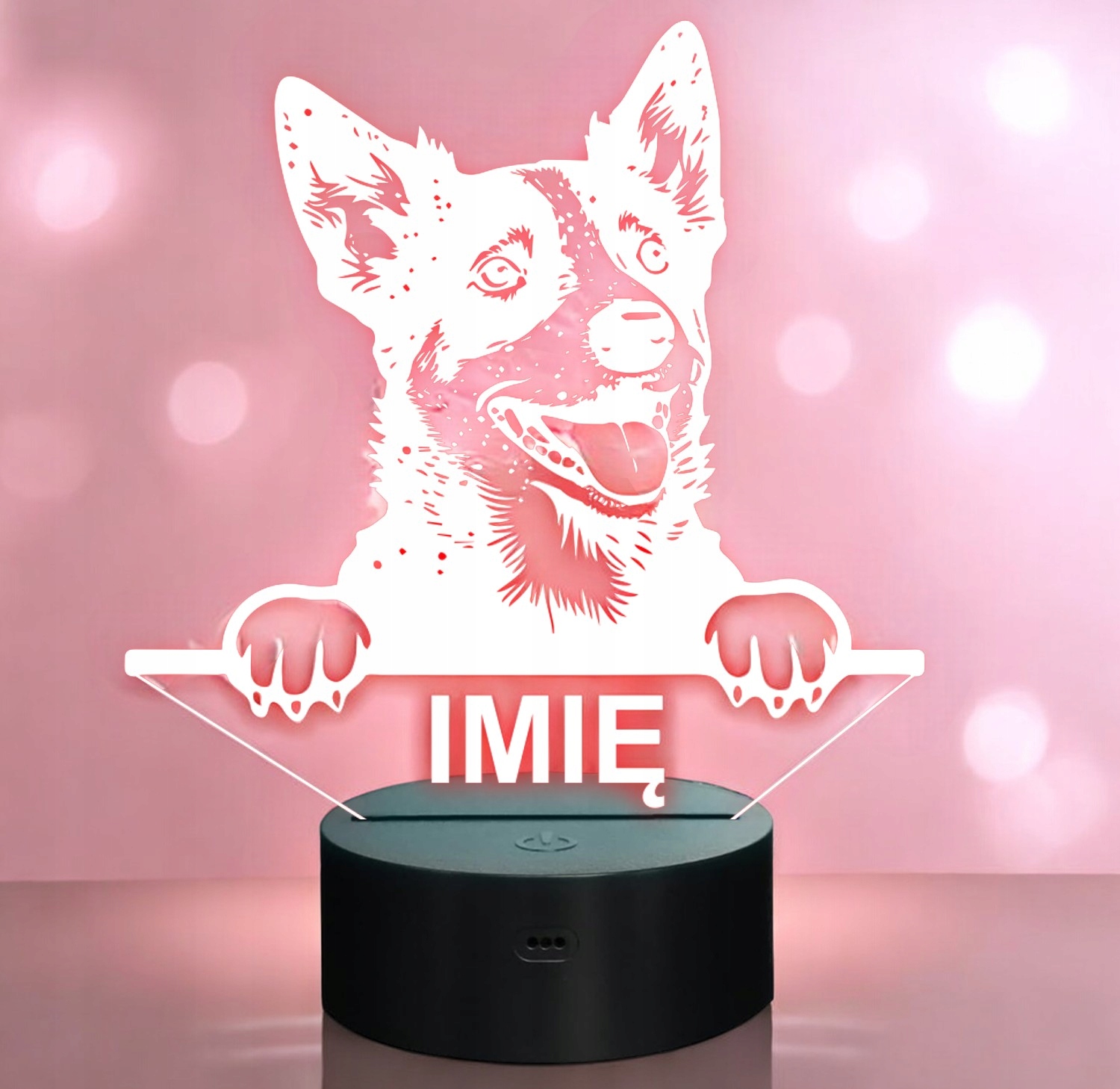 Lampka Nocna LED Australian Cattle Dog Blue Heeler z Imieniem na Prezent Lampka Nocna LED Australian Cattle Dog Blue Heeler z Imieniem na Prezent