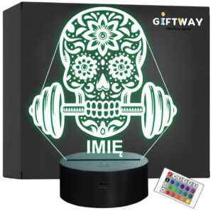 Lampka Nocna LED Imię Statuetka Meksykańska Czaszka Siłownia Prezent Grawer