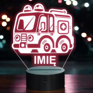 Lampka Nocna LED Imię Statuetka Wóz Straż Pożarna na Prezent Grawer v.11